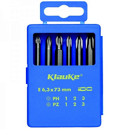 Klauke KL330 - комплект из 6-ти отверточных вставок (битов) E6.3 x 73мм