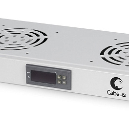 Cabeus, JG02, модуль вентиляторный 19", глубина 170 mm, 2 вентилятора, с цифровым термодатчиком