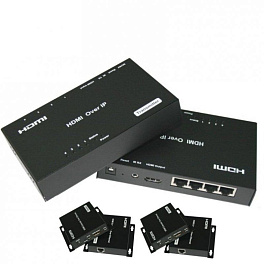 Ретранслятор HDMI сигнала через TCP/IP RJ45 (4 порта, комплект)