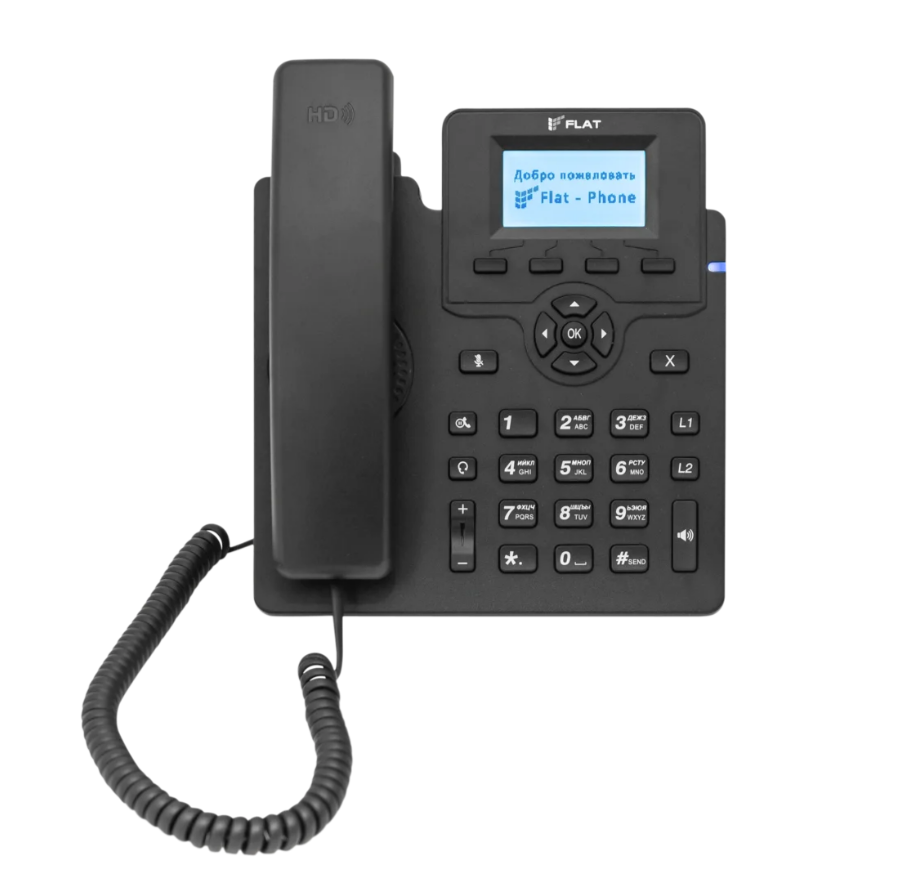 ФЛАТ-ПРО FLAT-PHONE C10, ip-телефон  (2 SIP-аккаунта, 2 порта 10/100BASE-T (RJ-45), ЖК-дисплей, PoE)