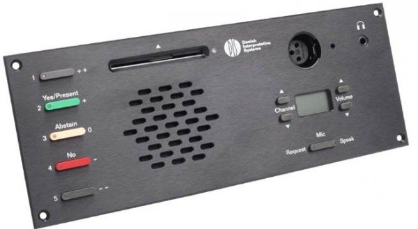 DIS DM 6680 F врезной микрофонный пульт делегата: XLR разъем, громкоговоритель, 5 кнопок голосования