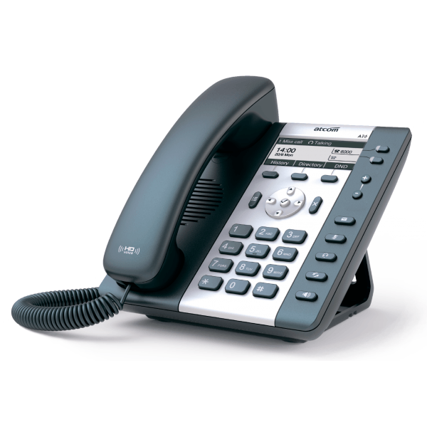 ATCOM A20, IP-телефон,чб LCD 3,1", 2x10/100TX, 2 SIP линии, БП в комплекте