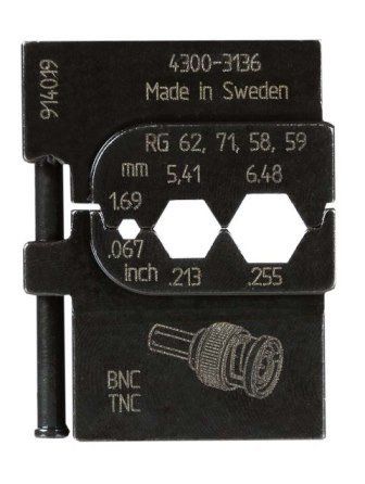 Матрица Pressmaster 4300-3136 RG 58. 59. 62. 71 для Коаксиальных коннекторов: 0.69 мм и 5.41 мм и 6.48 мм