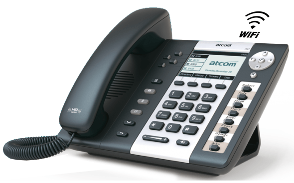 ATCOM A41W, IP-телефон, чб LCD 3,2", 8 клавиш BLF, Wi-Fi 802.11bgn, 2x10/100TX, 4 SIP линия, POE