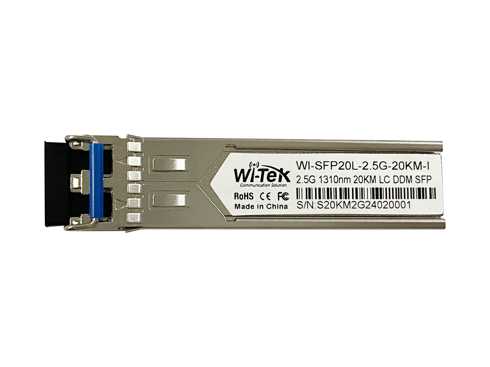 WI-TEK WI-SFP20L-2.5G-20KM-I, одноволоконный промышленный SFP-модуль