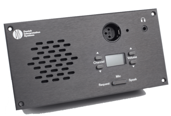 DIS CM 6080 F врезной микрофонный пульт председателя: XLR разъем, громкоговоритель, селектор каналов, черный цвет