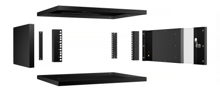 Cabeus, WSC-05D-4U55/45-BK, шкаф телекоммуникационный настенный 19" 4U, серия LIGHT разборный, дверь стекло, цвет черный