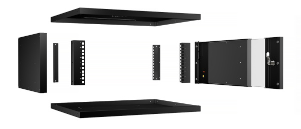 Cabeus, WSC-05D-4U55/45-BK, шкаф телекоммуникационный настенный 19" 4U, серия LIGHT разборный, дверь стекло, цвет черный