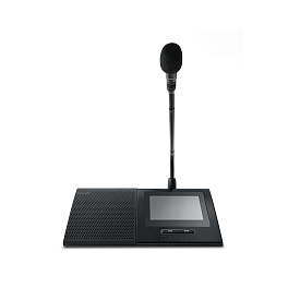 Настольный микрофонный пульт с 4,3" сенсорным экраном, громкоговорителем, считывателем ID-карт, двумя селекторами каналов