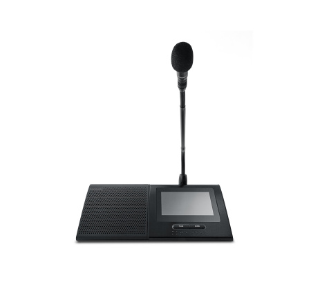 Настольный микрофонный пульт с 4,3" сенсорным экраном, громкоговорителем, считывателем ID-карт, двумя селекторами каналов
