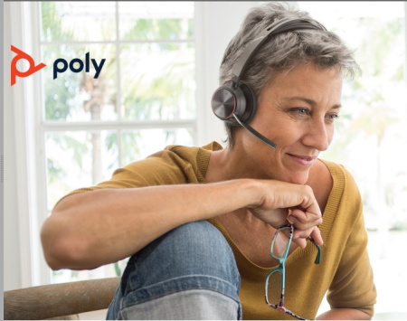 Poly Voyager Focus 2 UC - беспроводная гарнитура для ПК и мобильного телефона (Bluetooth, Hybrid ANC, адаптер BT700 USB-С)