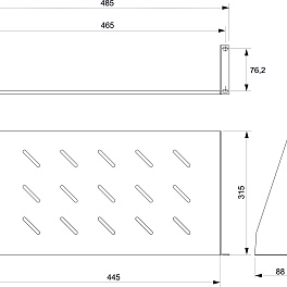 Cabeus, SH-J017-2U-315, полка 19" перфорированная консольная 2U глубина 315 мм
