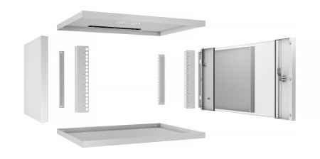 Cabeus, WSC-05D-6U55/45, шкаф телекоммуникационный настенный 19" 6U, серия LIGHT разборный, дверь стекло, цвет серый