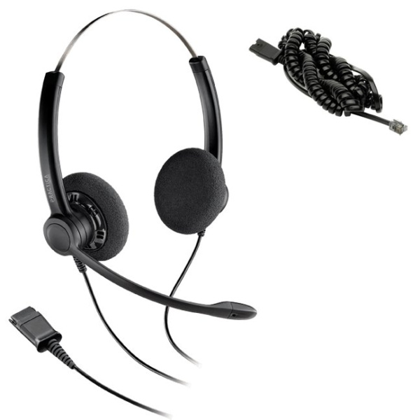 Комплект Plantronics SP12-QD/SP-G, проводная гарнитура Practica в комплекте с шнуром-переходником для телефонных аппаратов (Generic)