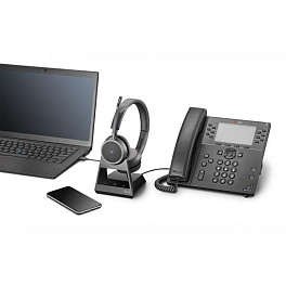 Plantronics Voyager 4220 Office-2, беспроводная гарнитура для стационарного телефона, ПК и мобильных устройств (Bluetooth, Microsoft Teams, USB-C)