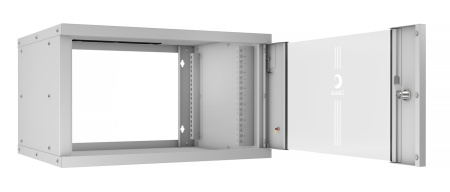 Cabeus, WSC-05D-6U55/45, шкаф телекоммуникационный настенный 19" 6U, серия LIGHT разборный, дверь стекло, цвет серый