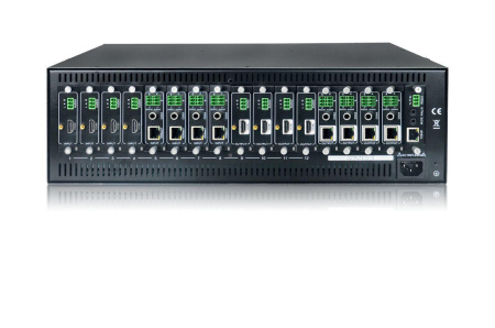 Универсальный модульный матричный коммутатор Digis FMA-16 (шасси), 16 портов, 4K, RS232, IR, TCP/IP, EDID, Сенсорный экран, 4 из 12 портов сторого выходные