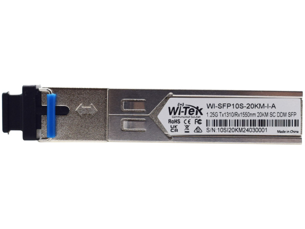 WI-TEK WI-SFP10S-20KM-I, промышленные оптические модули SFP WDM