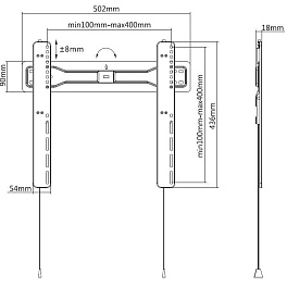 Для ТВ и панелей 32"-55", фиксированный, VESA макс. 400x400мм, ультраплоский 18мм, до 35кг, механизм быстрой фиксации, микрорегулировка уровня