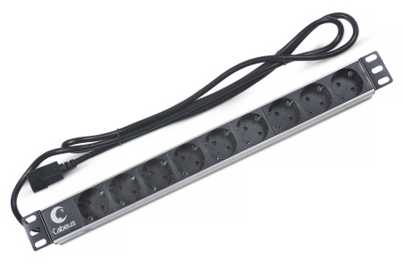 Cabeus, PDU-9P-2IEC, блок евророзеток для 19" шкафов, горизонтальный, 9 розеток, 10 A, без выключателя, алюминиевый корпус, шнур 2 м, вилка IEC 320 C14 Cabeus, PDU-9P-2IEC, блок евророзеток для 19" шкафов, горизонтальный, 9 розеток, 10 A, без выключателя, алюминиевый корпус, шнур 2 м, вилка IEC 320 C14