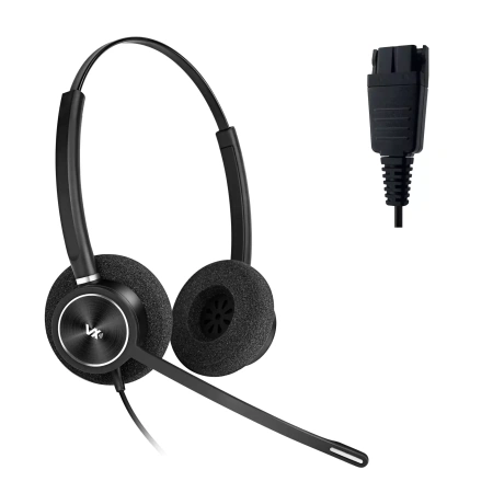 VoiceXpert VXH-300DQ, гарнитура для операторов колл-центра (QD-разъем Plantronics, 2 динамика), аналог Plantronics EncorePro 300