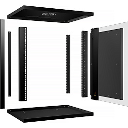 Cabeus, WSC-05D-12U55/45-BK, шкаф телекоммуникационный настенный 19" 12U, серия LIGHT разборный, дверь стекло, цвет черный