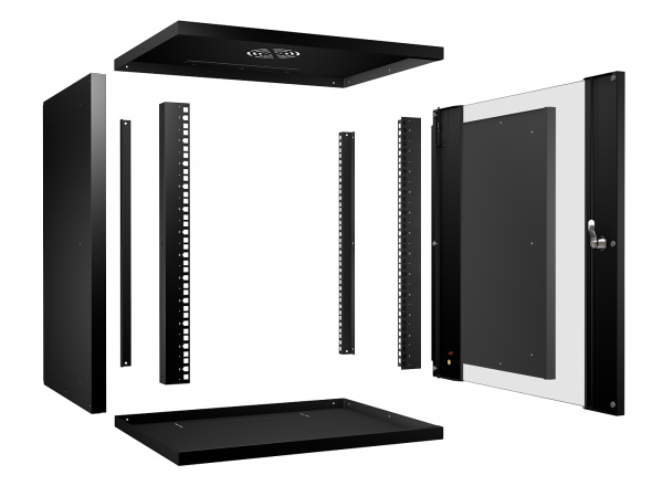 Cabeus, WSC-05D-12U55/45-BK, шкаф телекоммуникационный настенный 19" 12U, серия LIGHT разборный, дверь стекло, цвет черный Cabeus, WSC-05D-12U55/45-BK, шкаф телекоммуникационный настенный 19" 12U, серия LIGHT разборный, дверь стекло, цвет черный