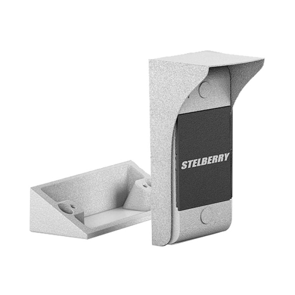 Stelberry S-105, антивандальная абонентская панель с защитным козырьком без вызова в комплекте с угловым креплением