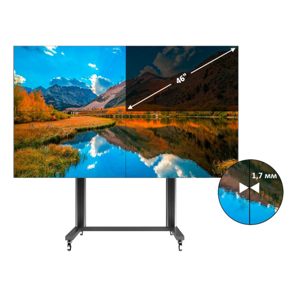 Prestel KIT22-4617MOB, готовая видеостена 2х2 из панелей 46" со швом 1,7 мм на мобильной стойке