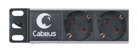 Cabeus, PDU-6P-2EU, блок евророзеток для 19" шкафов, горизонтальный, 6 розеток, 16 A, без выключателя, шнур 2м, алюминиевый корпус, немецкий стандарт Cabeus, PDU-6P-2EU, блок евророзеток для 19" шкафов, горизонтальный, 6 розеток, 16 A, без выключателя, шнур 2м, алюминиевый корпус, немецкий стандарт