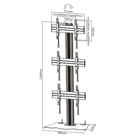 Стойка для видеостены 3х1 Lumi LVS01-346FP (напольная, 45"-55")