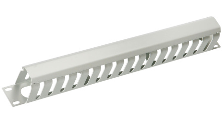 Cabeus, JB07-1U-GY, кабельный органайзер 19" 1U с крышкой, металлический, цвет серый (RAL7035)