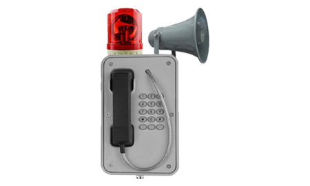 J&R JR103-FK-Y-HB-SIP, промышленный IP-телефон, с проблесковым маячком, громкоговорителем, питание 5В/1A илиPoE 