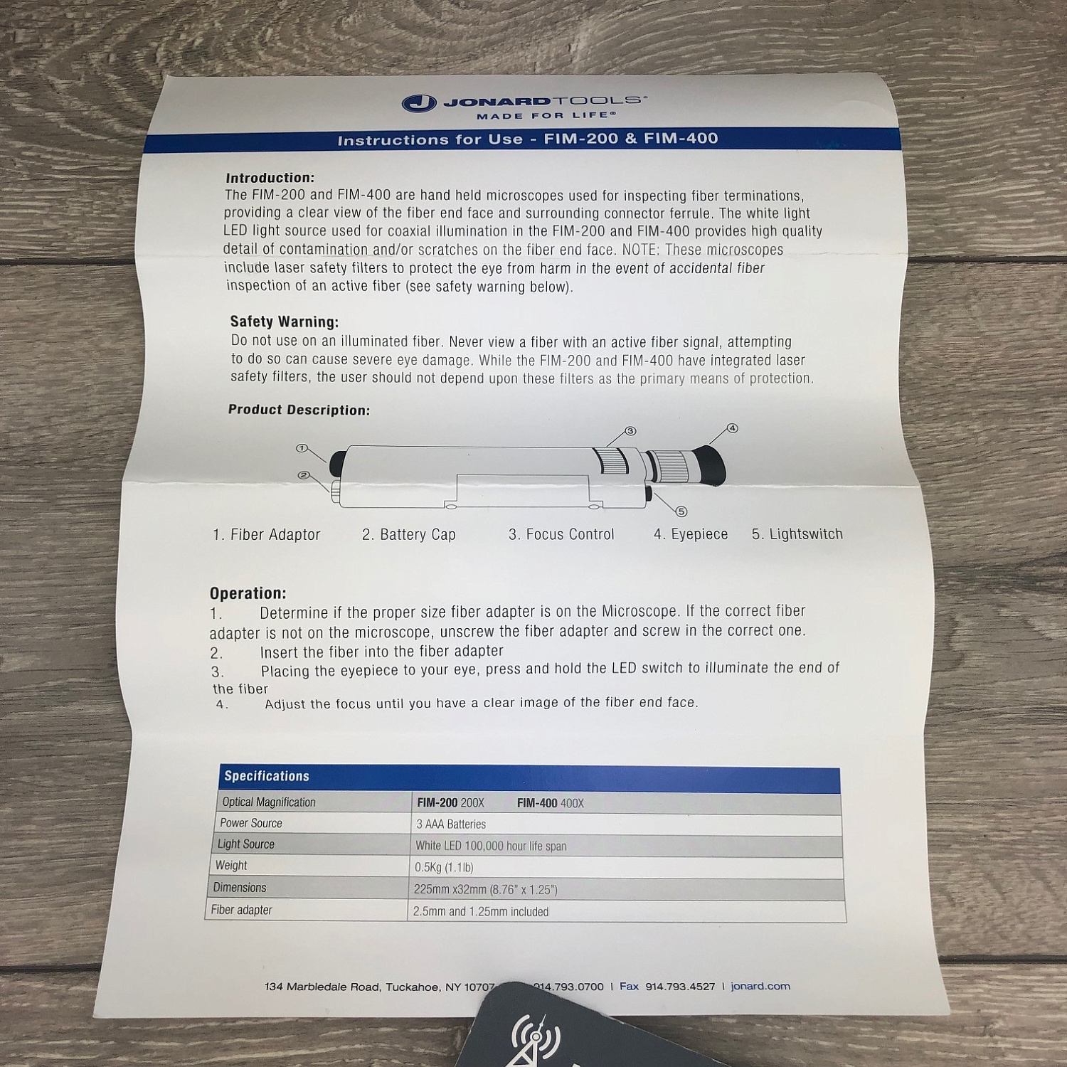 Jonard FIM-400 - Микроскоп для контроля чистоты торцов оптических коннекторов FC, SC, ST, LC (увеличение 400х)