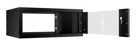 Cabeus, WSC-05D-4U55/45-BK, шкаф телекоммуникационный настенный 19" 4U, серия LIGHT разборный, дверь стекло, цвет черный