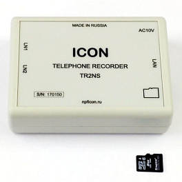 ICON TR2NS - 2-канальное устройство записи переговоров, запись на карту SDHC (до 1100 часов), Ethernet, WEB-интерфейс
