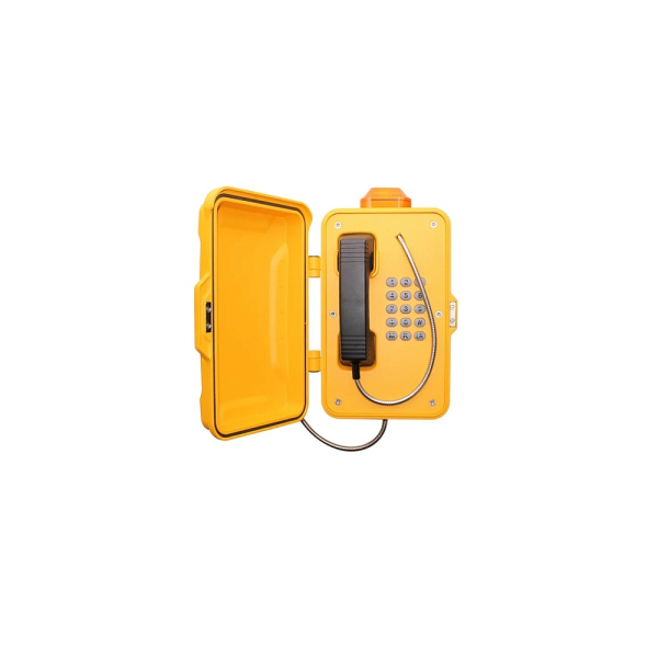 J&R JR101-FK-L-SIP, промышленный ip-телефон (клавиатура, маячок, PoE, с крышкой, желтый)