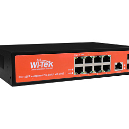 WI-TEK WI-PMS310GF-24V, управляемый l2 коммутатор 8 портов 1000Base-T PoE 24В и 2 SFP