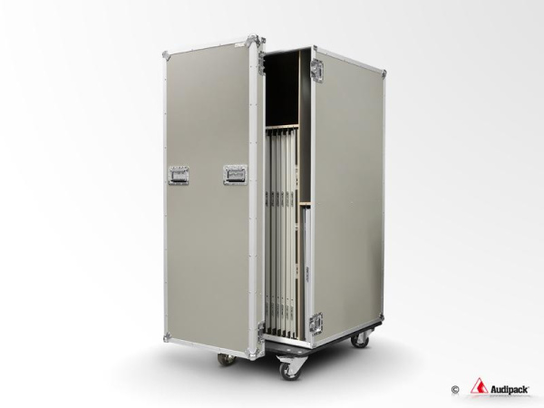 Кейс для хранения и транспортировки кабины Audipack Silent 9700, стола и системы вентиляции. На колесах, вертикальная ориентация