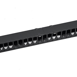 Cabeus, VCM-PL-42U-BK, вертикальный кабельный органайзер-гребенка в шкаф 42U, пластиковый, цвет черный (RAL 9004)