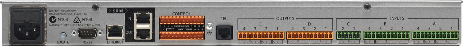 BSS BLU-102 аудиоматрица с процессором, 10 аналоговых входа, 8 аналоговых выхода BLU link, наличие телефонного гибрида