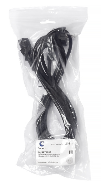 Cabeus, PC-186-VDE-1.0-3M, кабель питания компьютера (Schuko+C13) (3x1.0), 3 м Cabeus, PC-186-VDE-1.0-3M, кабель питания компьютера (Schuko+C13) (3x1.0), 3 м