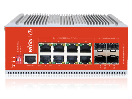 WI-TEK WI-PCMS312GF-BT-I v2, промышленный управляемый L2+ PoE-коммутатор