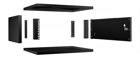 Cabeus, WSC-05D-4U55/45m-BK, шкаф телекоммуникационный настенный 19" 4U, серия LIGHT разборный, дверь металл, цвет черный