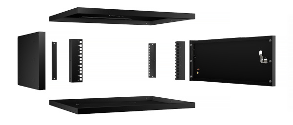 Cabeus, WSC-05D-4U55/45m-BK, шкаф телекоммуникационный настенный 19" 4U, серия LIGHT разборный, дверь металл, цвет черный