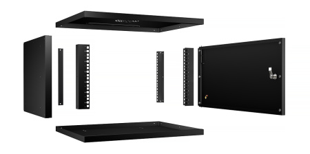 Cabeus, WSC-05D-6U55/45m-BK, шкаф телекоммуникационный настенный 19" 6U, серия LIGHT разборный, дверь металл, цвет черный