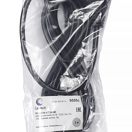 Cabeus, PC-IEC19-IEC20-3M, кабель питания IEC 320 C19 - IEC 320 C20 (3x1.5), 16A, прямая вилка, 3м