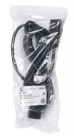 Cabeus, PC-IEC19-IEC20-3M, кабель питания IEC 320 C19 - IEC 320 C20 (3x1.5), 16A, прямая вилка, 3м