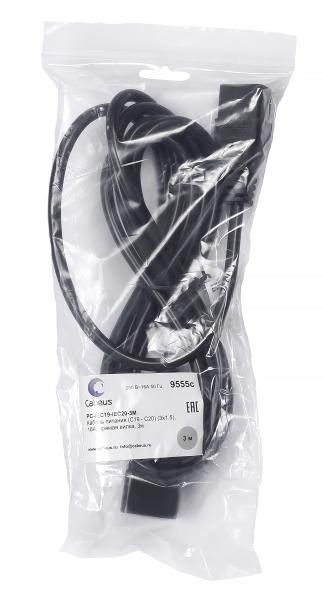 Cabeus, PC-IEC19-IEC20-3M, кабель питания IEC 320 C19 - IEC 320 C20 (3x1.5), 16A, прямая вилка, 3м Cabeus, PC-IEC19-IEC20-3M, кабель питания IEC 320 C19 - IEC 320 C20 (3x1.5), 16A, прямая вилка, 3м