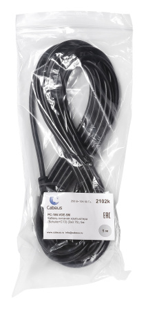 Cabeus, PC-186-VDE-5M, кабель питания компьютера (Schuko+C13) (3x0.75), 5 м Cabeus, PC-186-VDE-5M, кабель питания компьютера (Schuko+C13) (3x0.75), 5 м